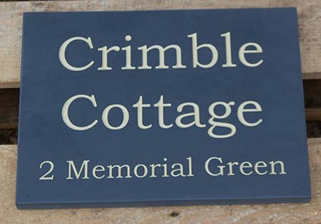 Welsh Blue Slate - Size 300mm x 225mm - font Bookman Old Style Colour Farrow and Ball Cream.