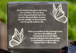 Laser etched slate memorial. Laser etched slate memorial.