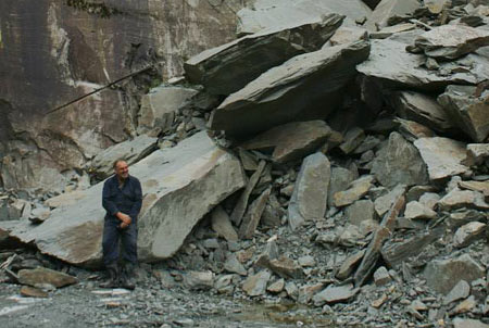 Green slate in the quarry.