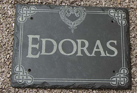 Fine detailed created by lasering the slate instead of sand blasting.