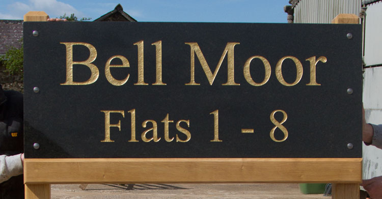 Large black pearl granite sign