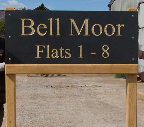 Granite Sign on Oak Posts