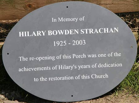 Oval slate memorial