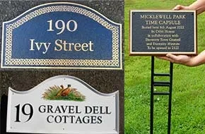 Cast name plates in bronze, brass, aluminium & polyurethane