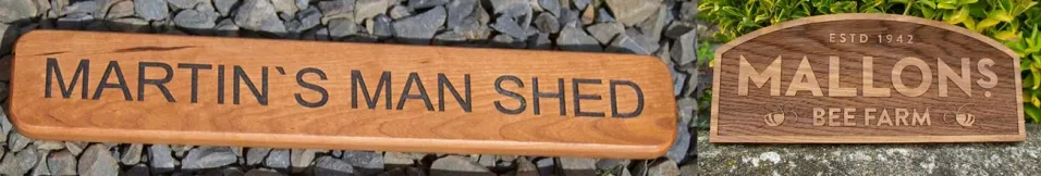 Wood signs in a variety of timbers