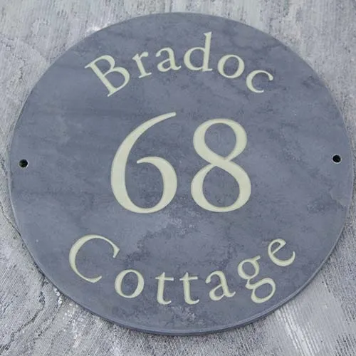 Slate house number with house name Slate Address Sign