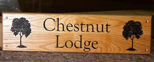 Sweet chestnut is a very durable timbler - ideal for house signs. Chestnut Wood Sign