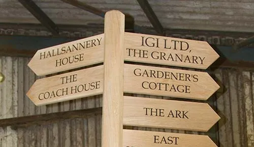 Oak and Iroko are the most popular timbers for wooden finger posts. Oak Finger Posts