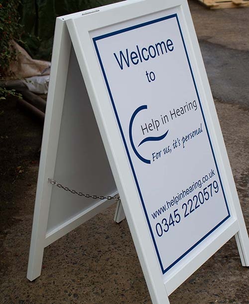 Wooden Pavement Sign White Painted A-Board