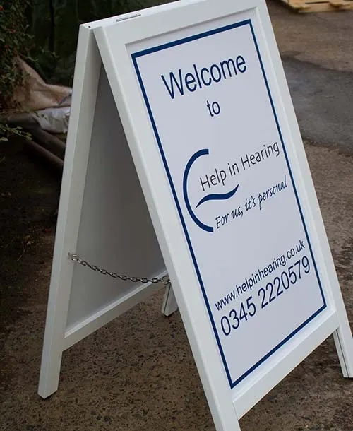 White A-board with a white aluminium composite anel White Painted A-Board