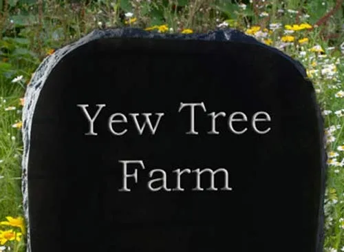 Stone Boulder sign for Yew Tree Farm Yew Tree Farm Stone Boulder