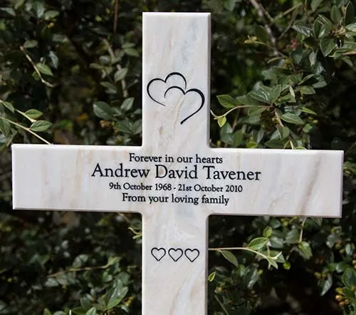 Corian is the perfect material for grave crosses Marble Corian Memorial Cross