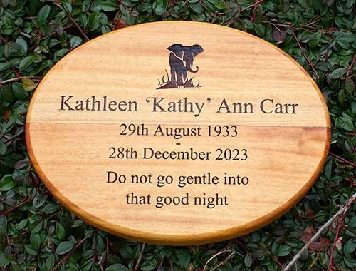 Oval Shaped Wooden Memorial