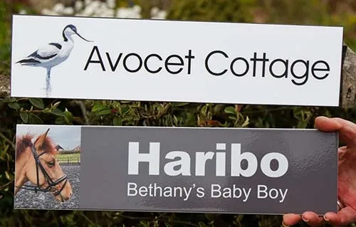 Ideal for house name plates or stable name plates. Full Colour Name Plates