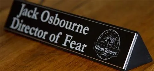 Alton Towers Engraved Desk Sign Engraved Desk Signs - Alton Towers