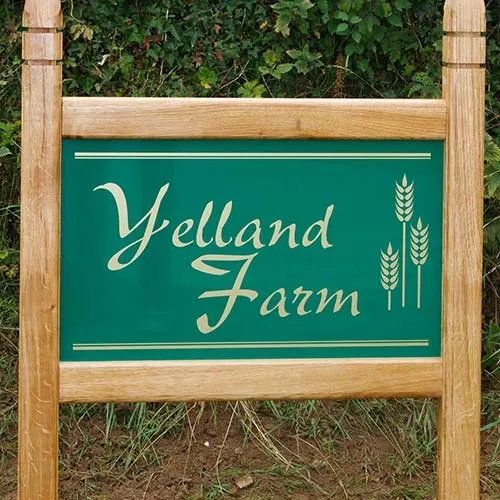 These can be made in aluminium or aluminium co,posite. Oak Framed Entrance Sign