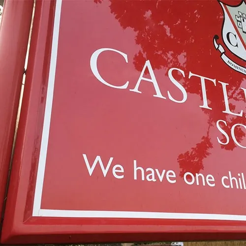 Posts can also be ordered. Close-up of fibreglass-signage