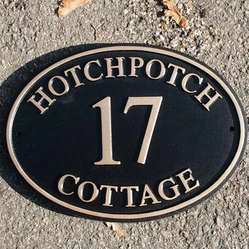 Oval House Sign with Number