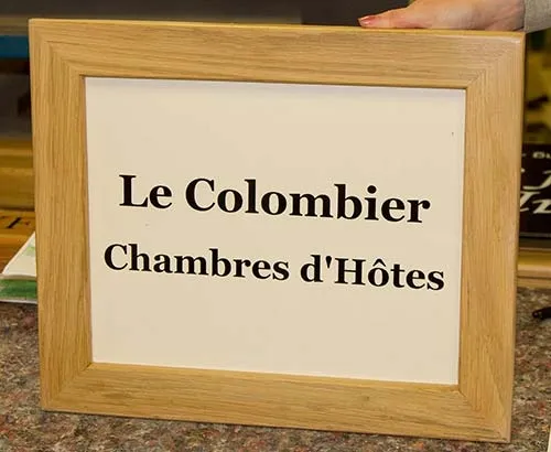 Aluminium compopsite framed with natural oak. Oak Framed House Sign