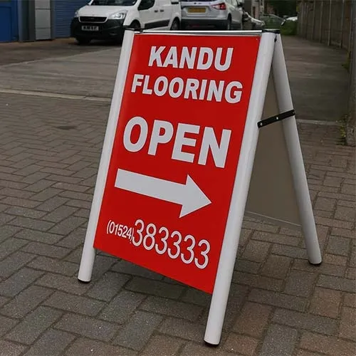 Sturdy framed A-board with welded panel supports and locking stays Single Colour Pavement Sign