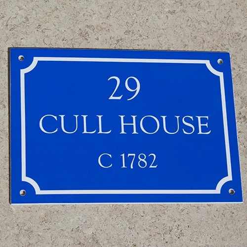Many colours and fonts available. French Style House Sign