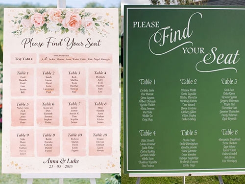 Table Seating Plans - Weatherproof Table Seating Plan
