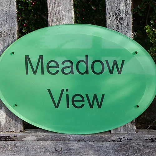 These can be painted in a variety of colours. Reverse Etched House Sign in Painted Clear Acrylic