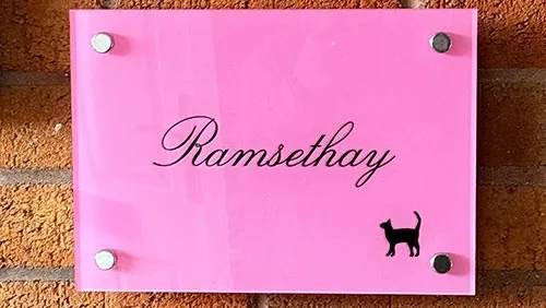 House Sign with Cat Image
