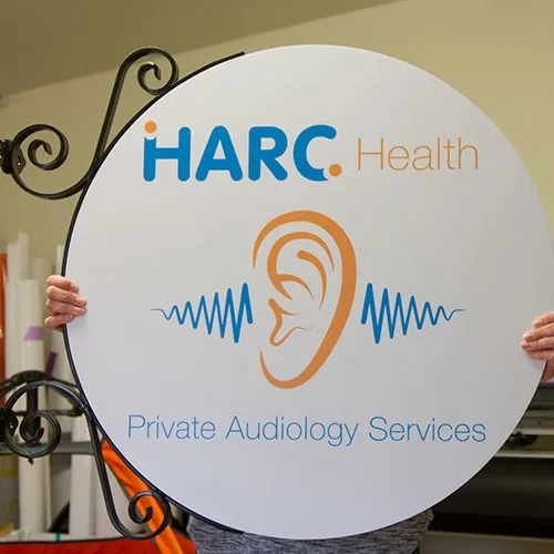 Two cut vinyl lettering colours were chosen - long lasting sign Projecting sign with cut vinyl lettering