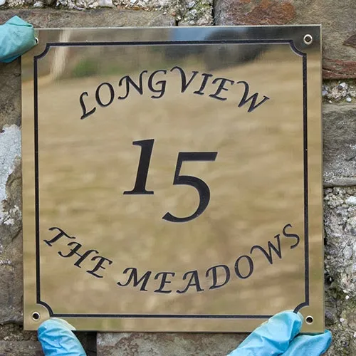 Engraved Brass House Sign