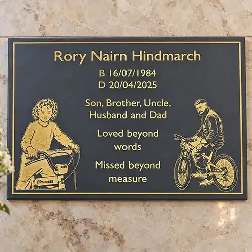 Slate Corian Plaque with Gold Text