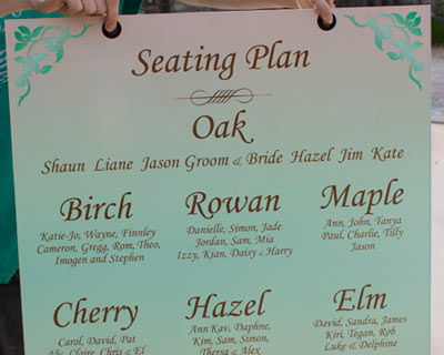 Seating plan designed to customers specifications