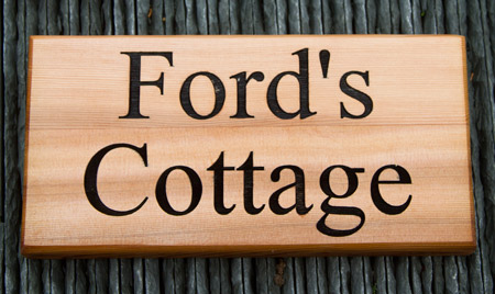 Cedar wood house sign. Font 300 x 150mm.  ref - 1311.LW.056
