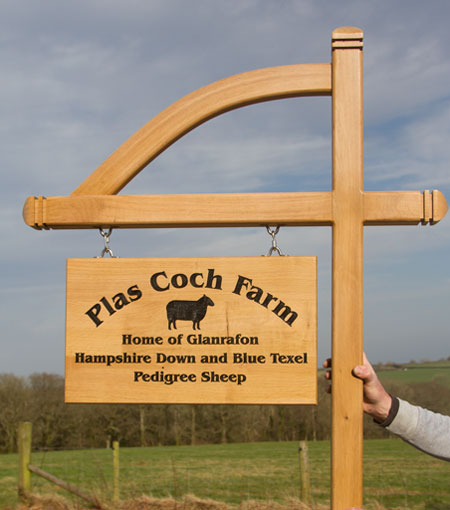 Exmoor posts and arm with hanging wooden sign