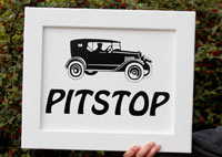 Framed wooden signs.