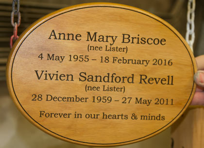 Iroko Oval Memorial  225mm x 300mm