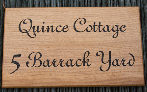 Oak house address sign