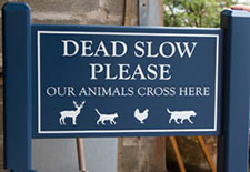 Painted sign on posts. Painted sign on posts.