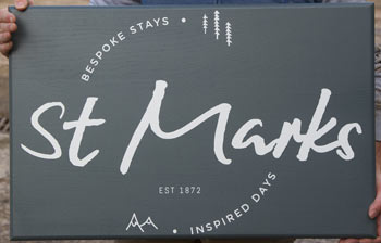 Large painted oak sign Large painted oak sign