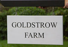 Double sided painted oak sign Double sided painted oak sign