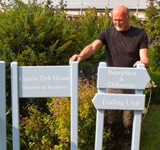 Painted signs on posts