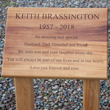 Wooden memorial plaque with 2 posts fitted onto the back